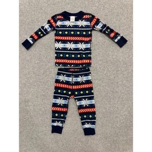 Hanna‎ Andersson Kids 2T Organic Cotton Fair Isle Snowflake Pajama Set Navy Blue